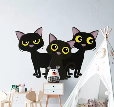 Autocolante decorativo cão e gato Gatinhos pretos - TenStickers