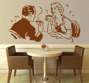 Autocolante decorativo casal e café - TenStickers