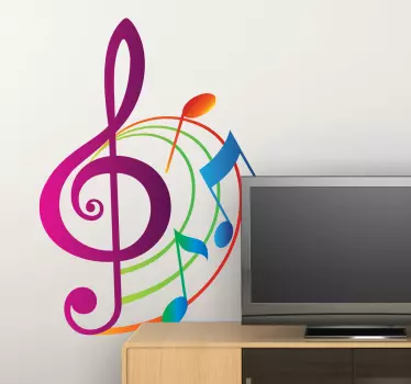 Autocolante decorativo clave de sol colorida - TenStickers