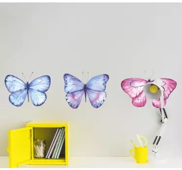 Autocolante decorativo com borboletas Borboletas rosa e azuis - TenStickers