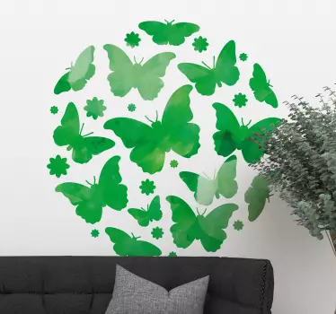 Autocolante decorativo com borboletas Borboletas verdes - TenStickers