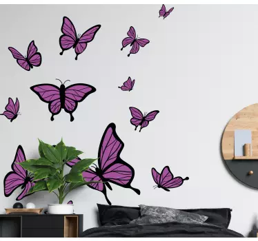 Autocolante decorativo com borboletas Borboletas voadoras rosa - TenStickers