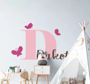 Autocolante decorativo com borboletas Nome personalizado primeira - TenStickers