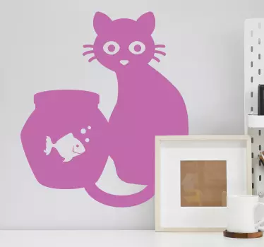 Autocolante decorativo com peixes Gato e peixe - TenStickers