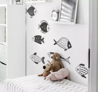 Autocolante decorativo com peixes Padrão de peixe bonito - TenStickers