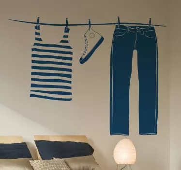 Autocolante decorativo corda de roupas  - TenStickers