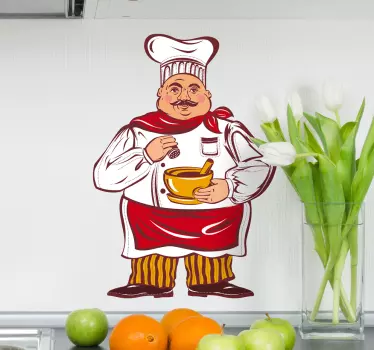 Autocolante decorativo cozinheiro e sopa - TenStickers