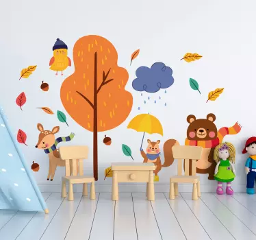 Autocolante decorativo de animais selvagens outono - TenStickers