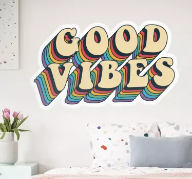 Autocolante decorativo de citações célebres Boas vibrações dos an - TenStickers