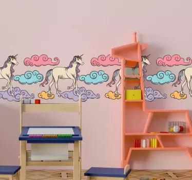 Autocolante decorativo de friso de unicórnio - TenStickers