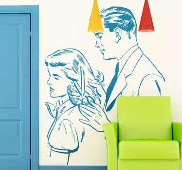 Autocolante decorativo de ilustrações de cabeleireiro vintage - TenStickers
