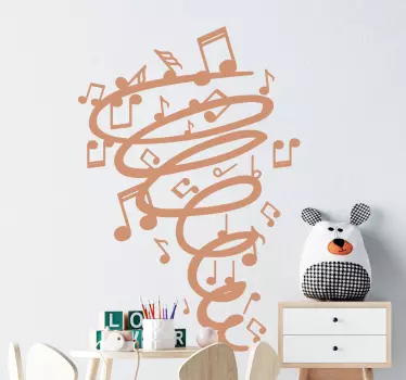 Autocolante decorativo de música redemoinho notas musicais - TenStickers