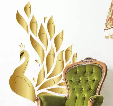 Vinil autocolante decorativo de pássaros pavão dourado - TenStickers