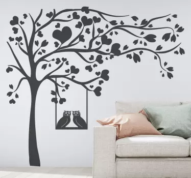 Autocolante decorativo de silhuetas árvore com corações - TenStickers
