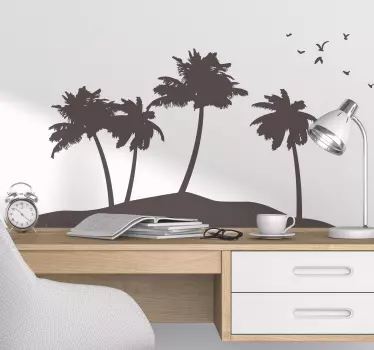 Autocolante decorativo de silhuetas ilha palmeira - TenStickers