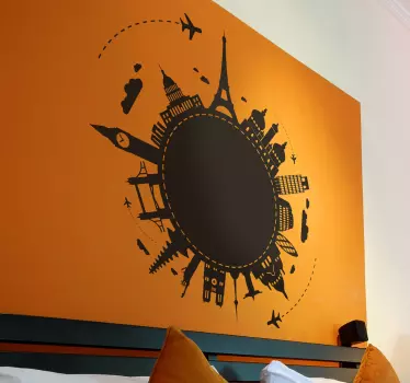 Autocolante decorativo globo com monumentos - TenStickers