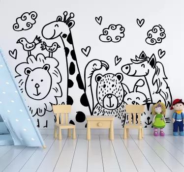 Autocolante decorativo infantil Animais da selva felizes - TenStickers