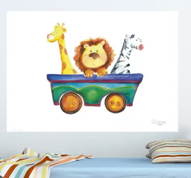Autocolante decorativo infantil carrinho mini zoo - TenStickers