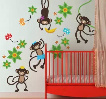 Autocolante decorativo infantil festa de macacos - TenStickers