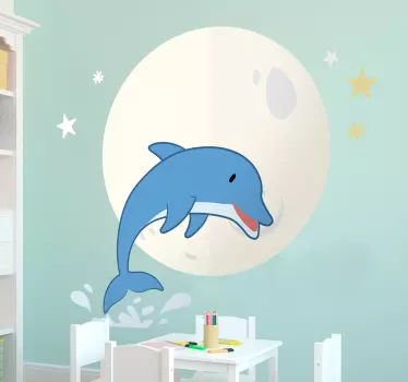 Autocolante decorativo infantil Golfinho e Estrelas - TenStickers