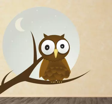 Autocolante decorativo infantil mocho e lua - TenStickers
