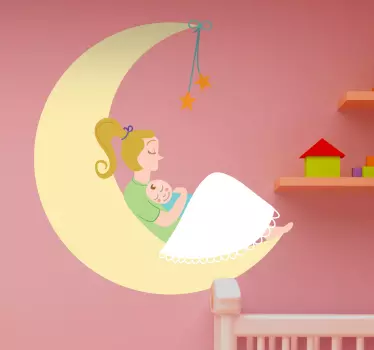 Autocolante decorativo mãe e bebé lua - TenStickers