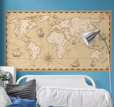 Autocolante decorativo mapa mundo Envelhecido - TenStickers