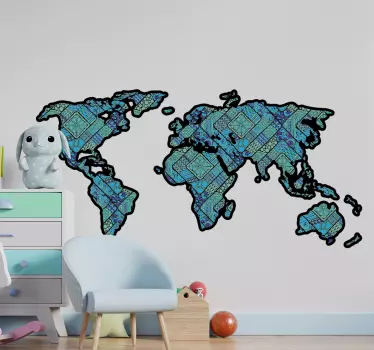 Autocolante decorativo mapa mundo étnico - TenStickers