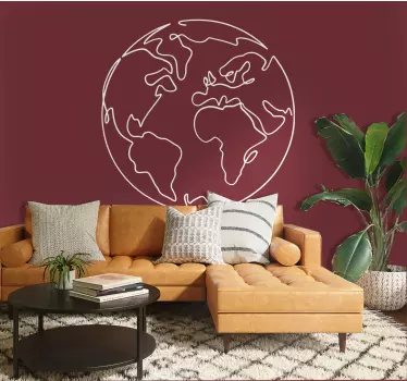 Autocolante decorativo mapa mundo Linhas do globo terrestre - TenStickers