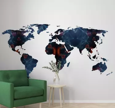 Autocolante decorativo mapa mundo Mapa geométrico do mundo - TenStickers