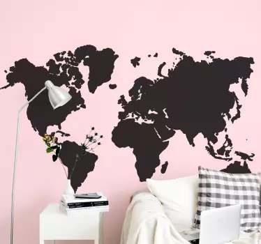 Autocolante decorativo mapa mundo Mapa mundial monocolor - TenStickers