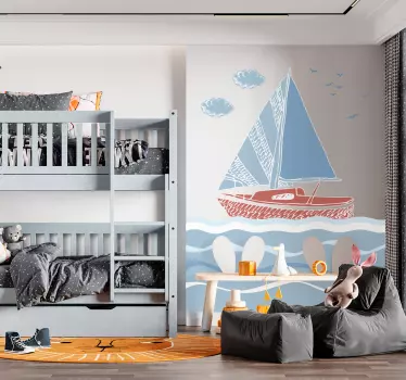 Autocolante decorativo marítimo barco à vela - TenStickers