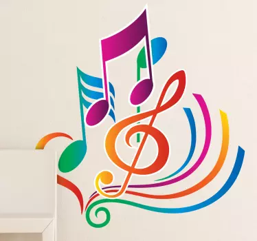 Autocolante decorativo notas musicais coloridas - TenStickers