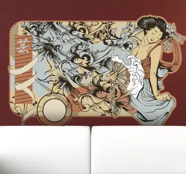 Autocolante decorativo oriental japonês ukiyo-e - TenStickers