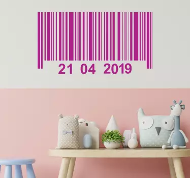Autocolante decorativo para bebé Aniversário do código de barras - TenStickers