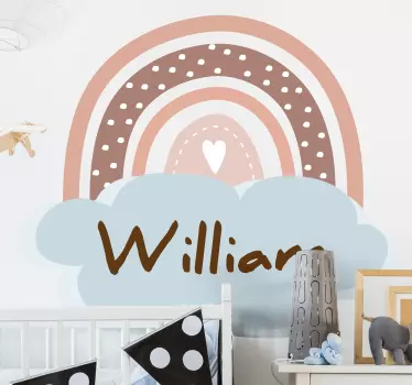 Autocolante decorativo para bebé Arco-íris marrom personalizado - TenStickers