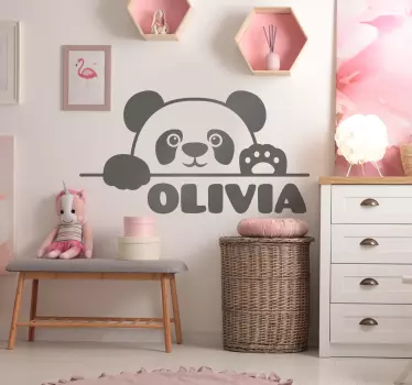 Autocolante decorativo para bebé Bebê panda espiado com nome - TenStickers