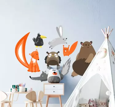 Autocolante decorativo para bebé Conjunto de animais nórdicos - TenStickers