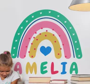 Autocolante decorativo para bebé Coração arco-íris personalizado - TenStickers