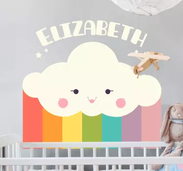 Autocolante decorativo para bebé Nuvem feliz arco-íris - TenStickers