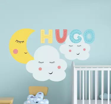 Autocolante decorativo para bebé Nuvens e lua - TenStickers