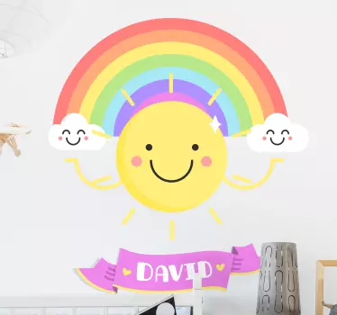 Autocolante decorativo para bebé Sol e arco-íris personalizados - TenStickers