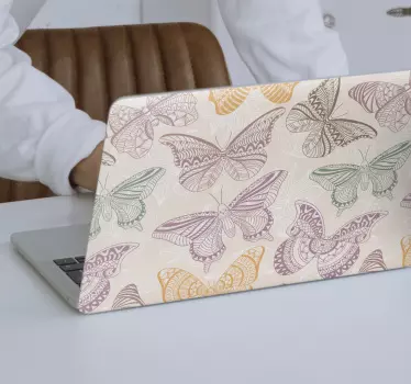 Autocolante decorativo para PC Borboletas ornamentais coloridas - TenStickers