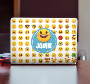Autocolante decorativo para PC Emojis com nome - TenStickers