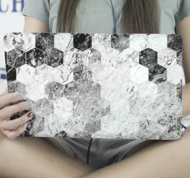 Autocolante decorativo para PC Hexágono de mármore cinza - TenStickers