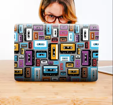 Autocolante decorativo para PC Padrão de fita cassete retro anos  - TenStickers