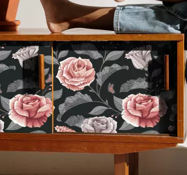 Autocolante decorativo para PC Padrão de rosas - TenStickers
