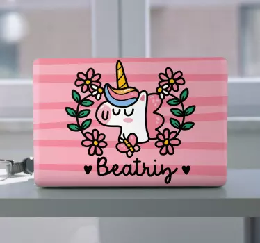 Autocolante decorativo para PC Unicórnio de flor fofo - TenStickers