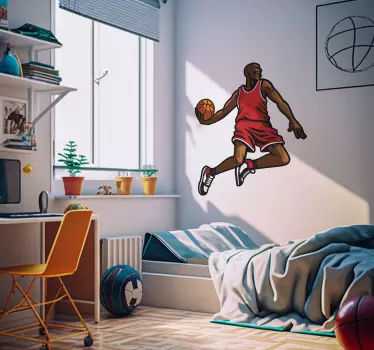 Adesivo de parede jogador de basquete pulando - TenStickers