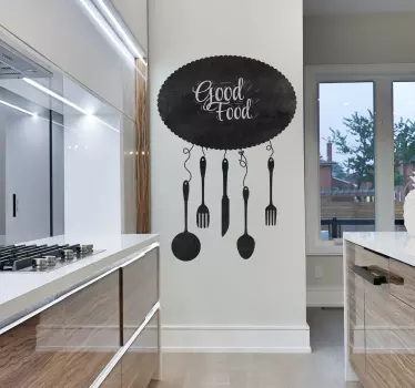 Autocolante decorativo quadro preto utensílios - TenStickers